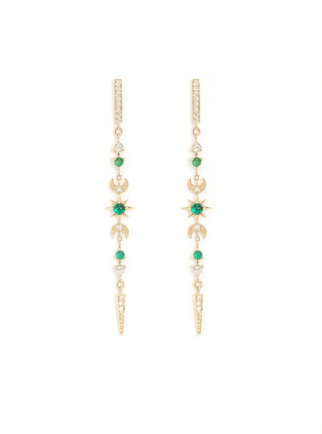 EMERALD AND DIAMOND STELLAR EARRINGS