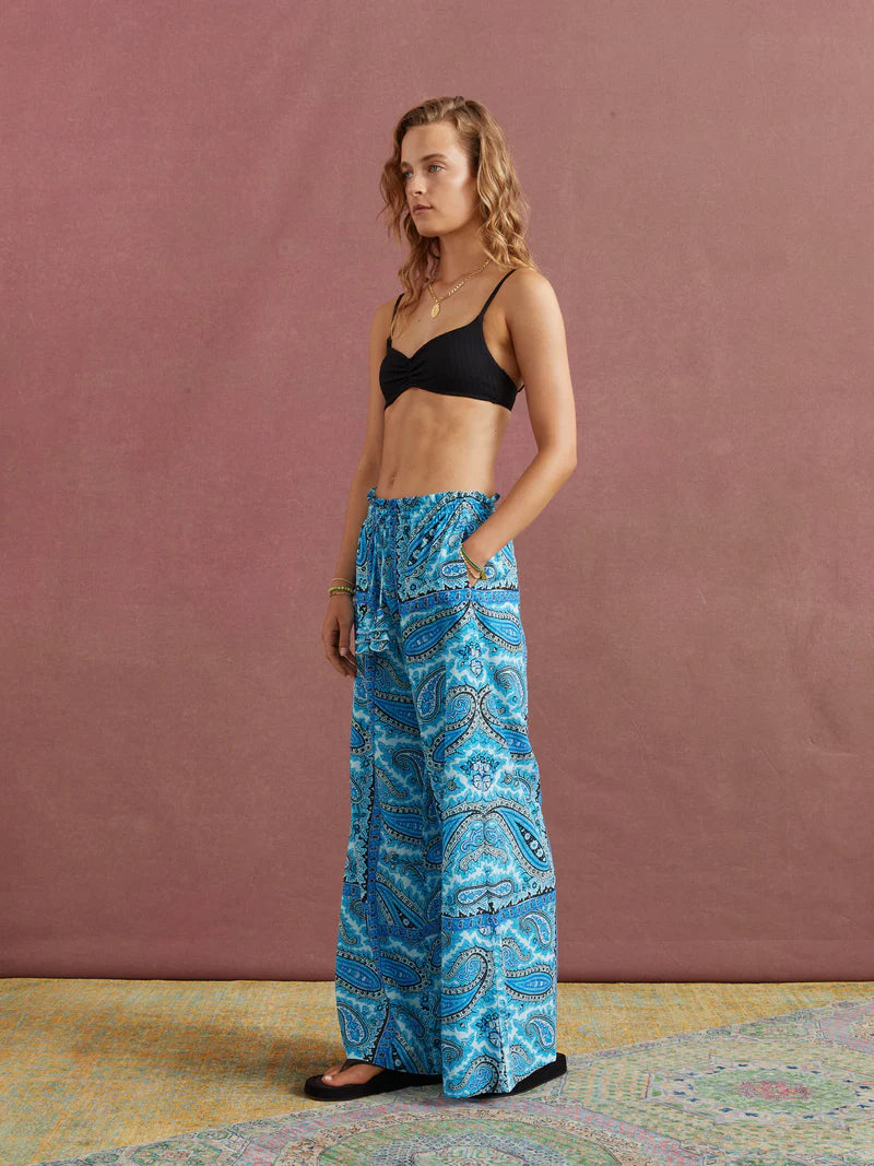 WIDE LEG PANTS IN GROTTO BLUE