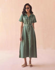 AMIRA SHIRTDRESS IN SOLID PALM