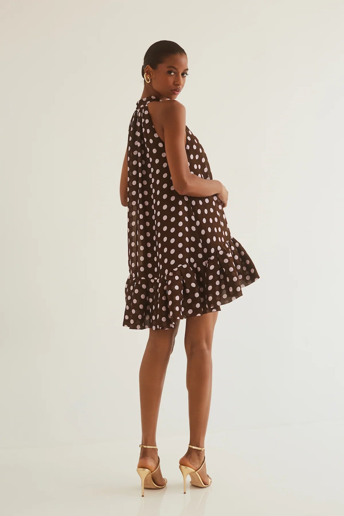 ARCA MINI DRESS IN DOT BROWN – LANAI ARCA MINI DRESS IN DOT BROWN – LANAI