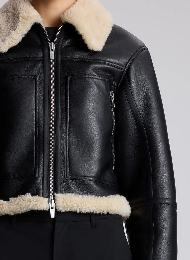 AVERY FAUX SHEARLING JACKET IN BLACK