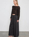 LINEN BATEAU TOP IN BLACK