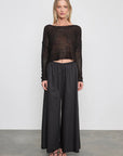 LINEN BATEAU TOP IN BLACK