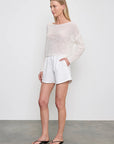LINEN BATEAU TOP IN WHITE