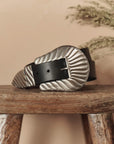 BIG BUCKLE BELT IN BLACK WITH SILVER