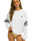 CHECK SLEEVE SWEATSHIRT