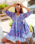 CLARA MINI DRESS IN BLUE/PINK