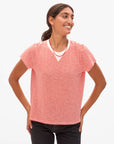 CLASSIC TEE IN POPPY/CREAM MINI STRIPE