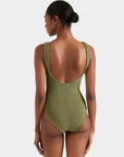 COVERAGE CELINE SWIMSUIT IN METALLIC MOSS