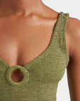 COVERAGE CELINE SWIMSUIT IN METALLIC MOSS
