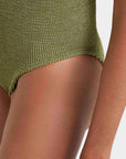 COVERAGE CELINE SWIMSUIT IN METALLIC MOSS