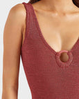COVERAGE CELINE SWIMSUIT IN METALLIC ROSEWOOD