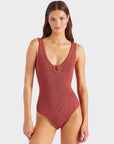 COVERAGE CELINE SWIMSUIT IN METALLIC ROSEWOOD