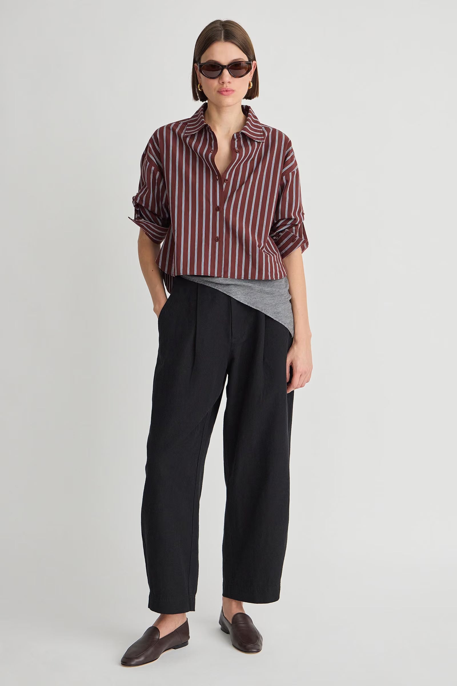 CROPPED ISOLDE SHIRT IN SPICE STRIPE
