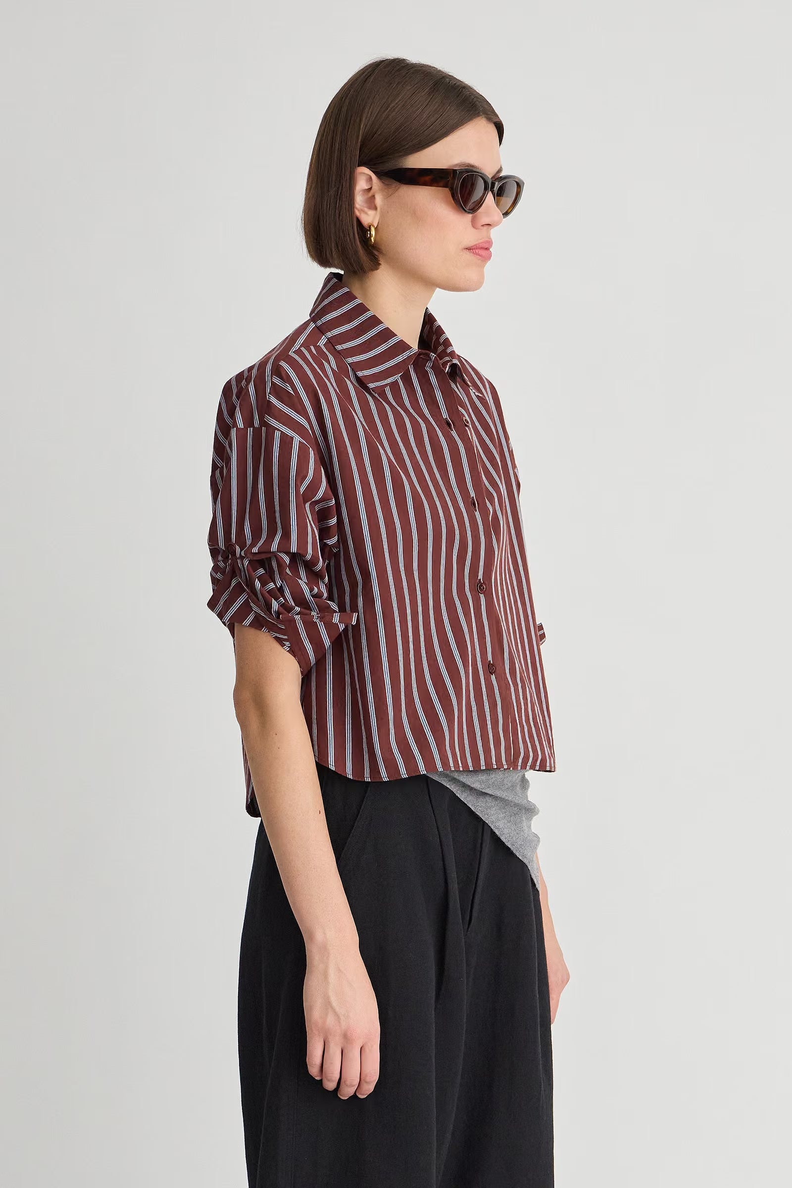 CROPPED ISOLDE SHIRT IN SPICE STRIPE