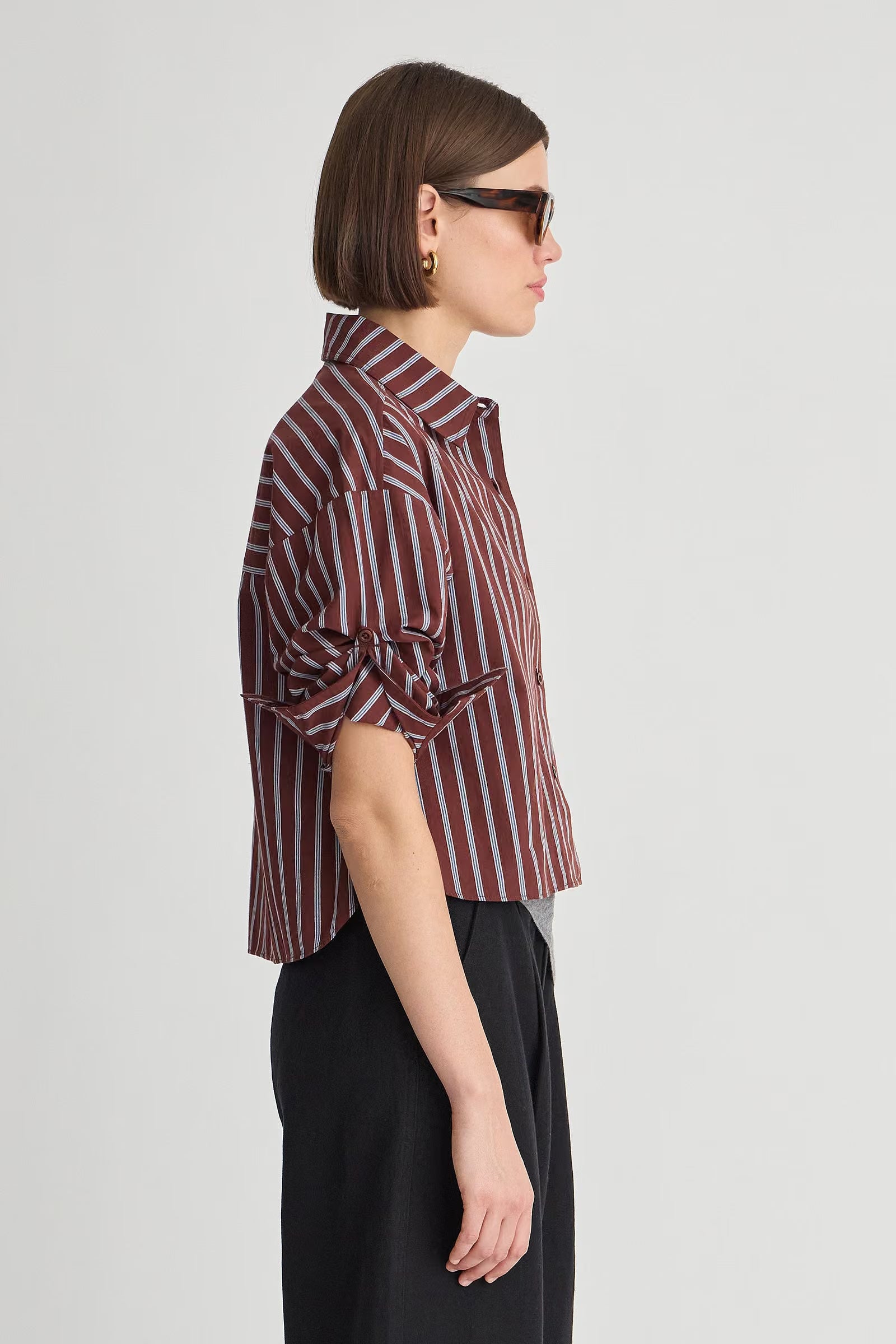 CROPPED ISOLDE SHIRT IN SPICE STRIPE