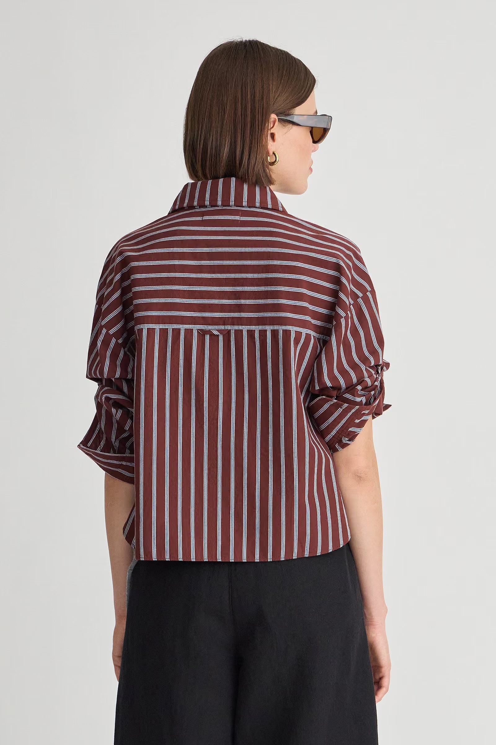 CROPPED ISOLDE SHIRT IN SPICE STRIPE