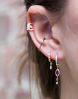 DIAMOND HOOP EARRINGS WITH EYE PENDANT