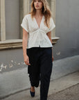 DOLMAN TOP IN SHEER ETCHED FLORAL