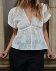 DOLMAN TOP IN SHEER ETCHED FLORAL