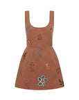 DUSTY EMBROIDERED MINI DRESS
