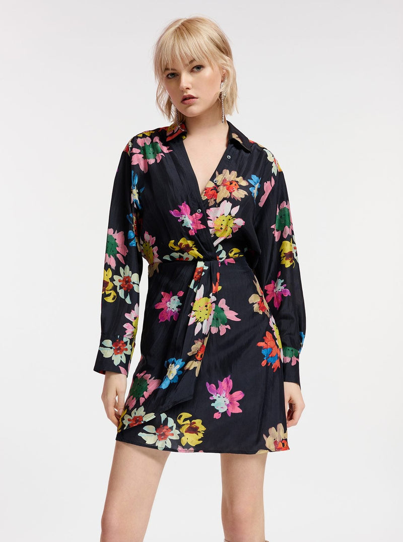 EBERRY DRESS IN BLACK FLORAL