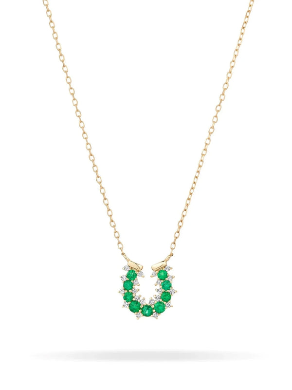 EMERALD + DIAMOND HORSESHOE NECKLACE