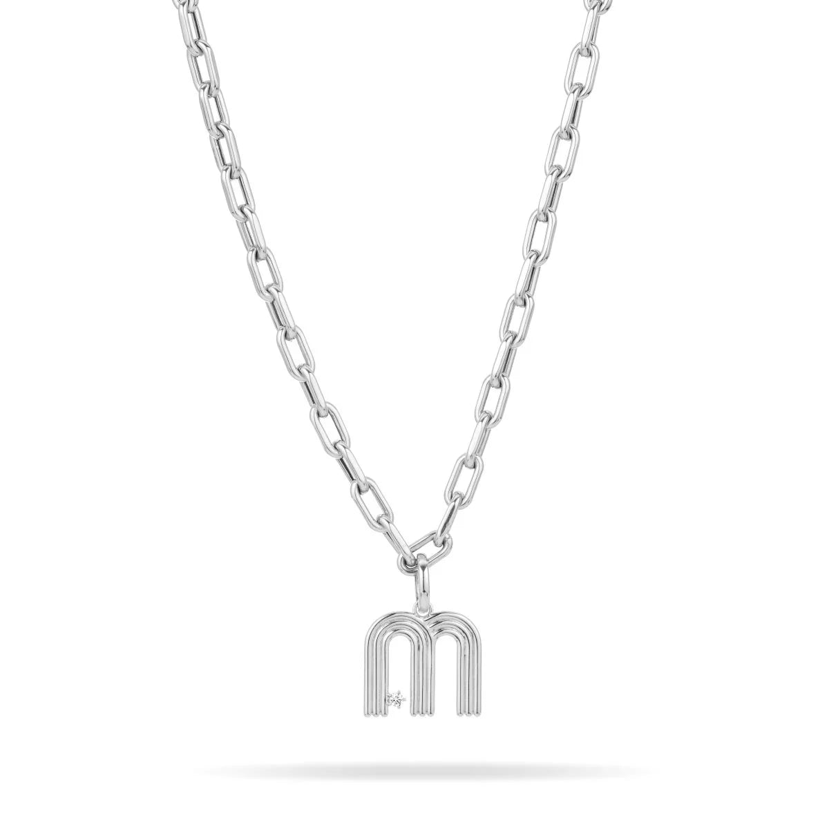 SILVER GROOVY DIAMOND INITIAL HINGED CHARM