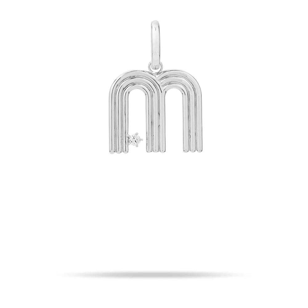SILVER GROOVY DIAMOND INITIAL HINGED CHARM