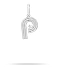 SILVER GROOVY DIAMOND INITIAL HINGED CHARM