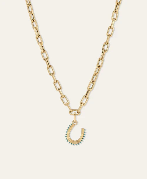 GROOVY TURQUOISE HORSESHOE HINGED CHARM