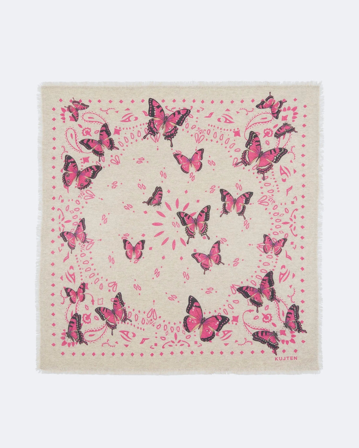 HACHIKO CASHMERE SCARF IN OAT/BUTTERFLY