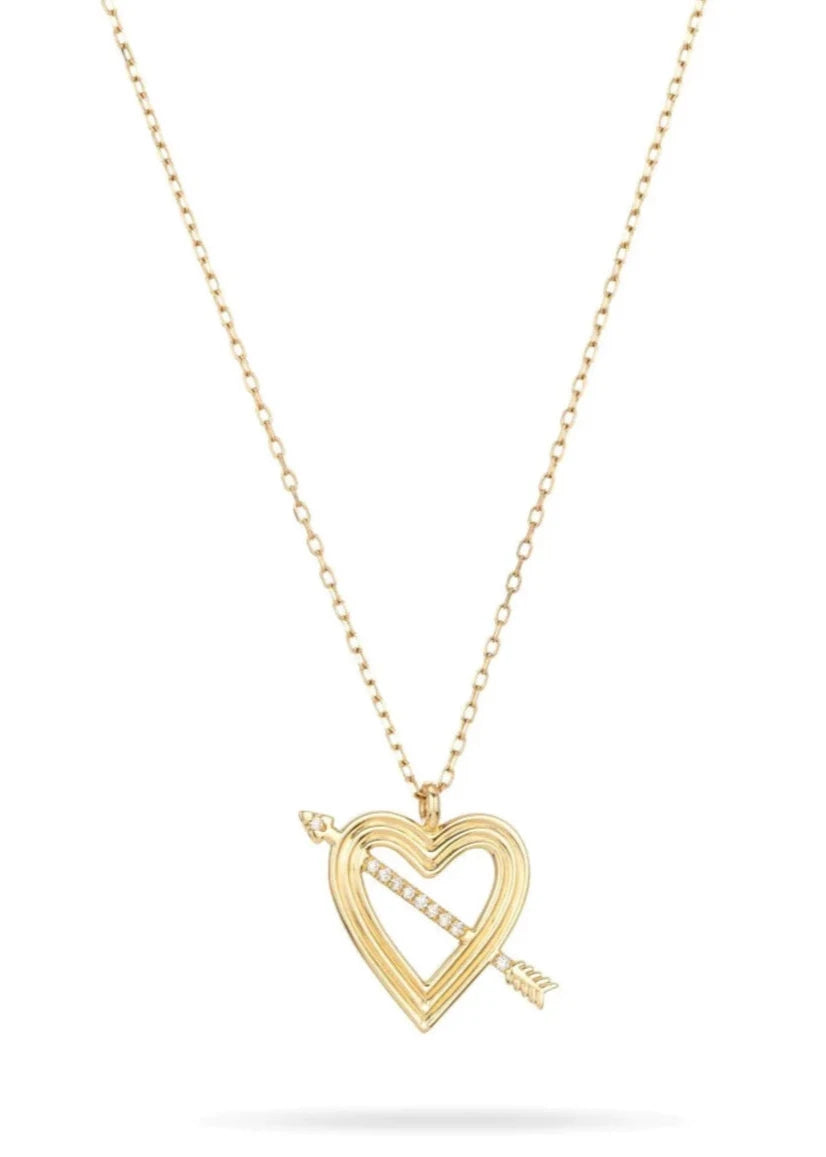 OPEN PAVÉ HEART + ARROW NECKLACE