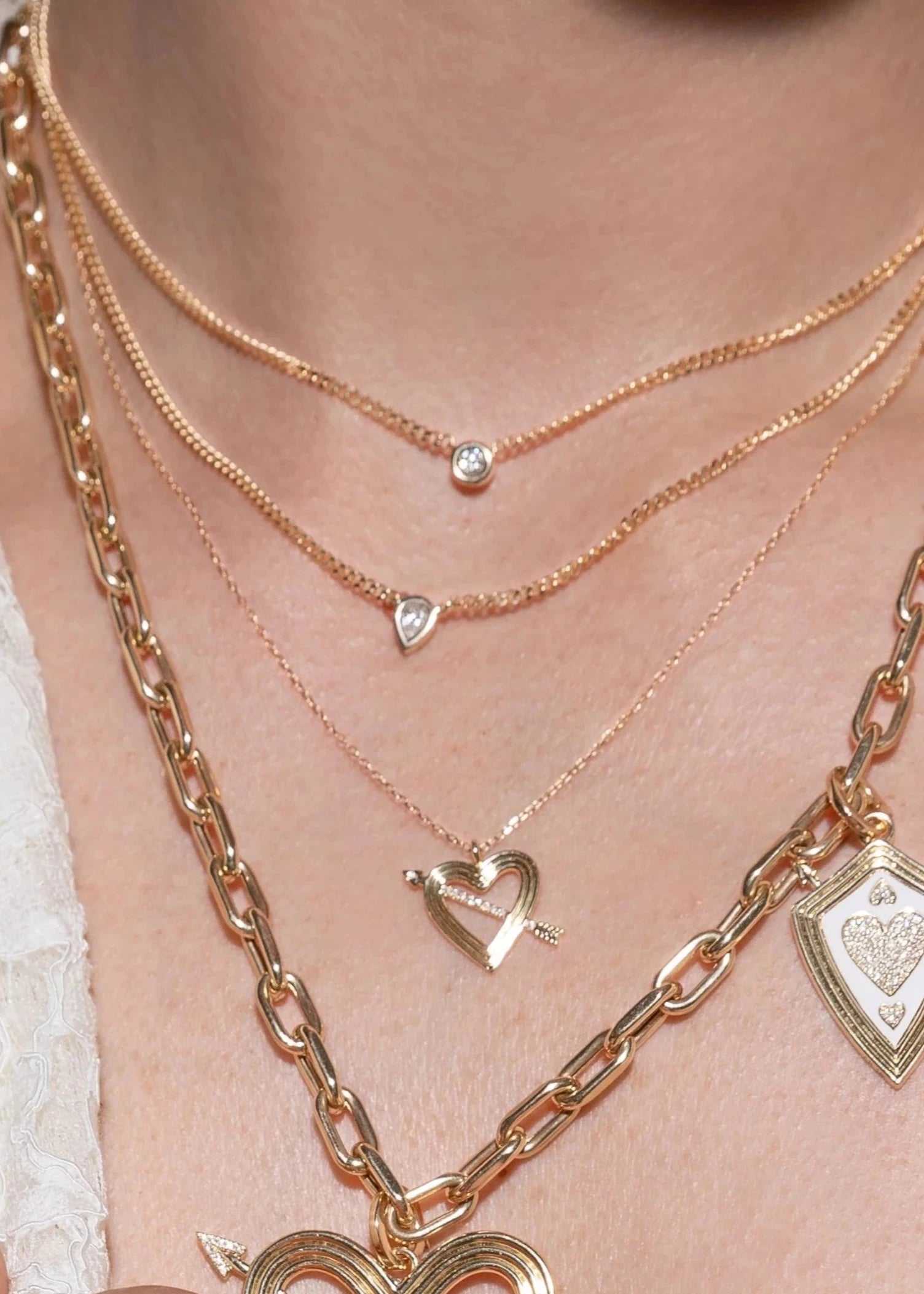 OPEN PAVÉ HEART + ARROW NECKLACE