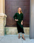 TAYLOR SILK DRESS IN HUNTER GREEN