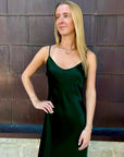 TAYLOR SILK DRESS IN HUNTER GREEN