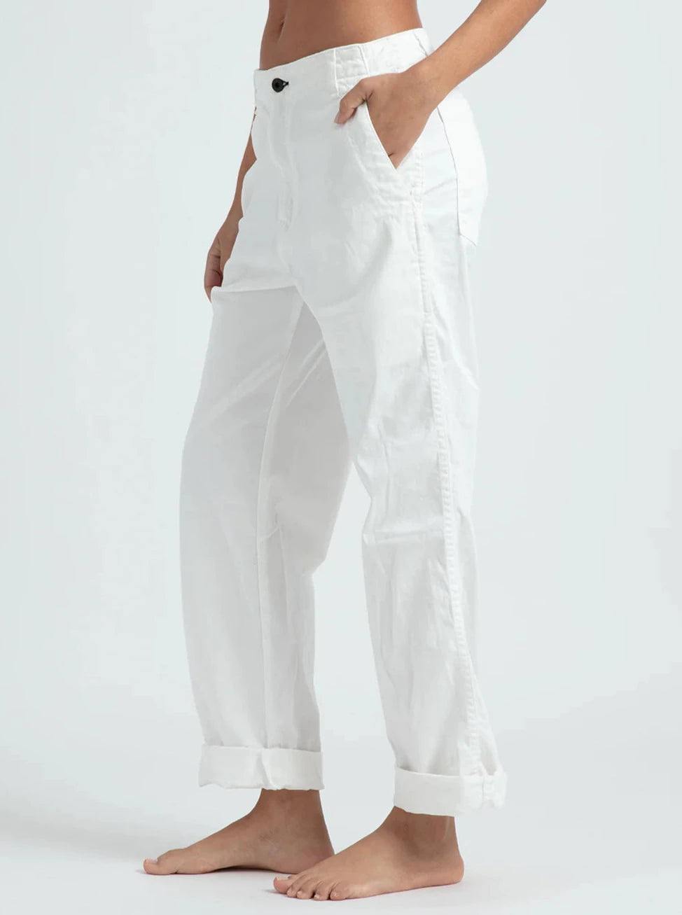 CHINO TWILL PANTS IN IVORY