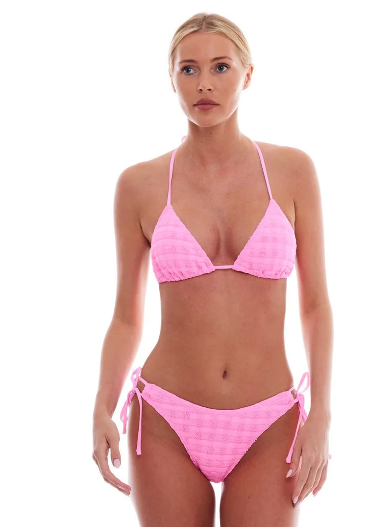 JAMAICA SWIM TOP IN STRAWBERRY SQUARES