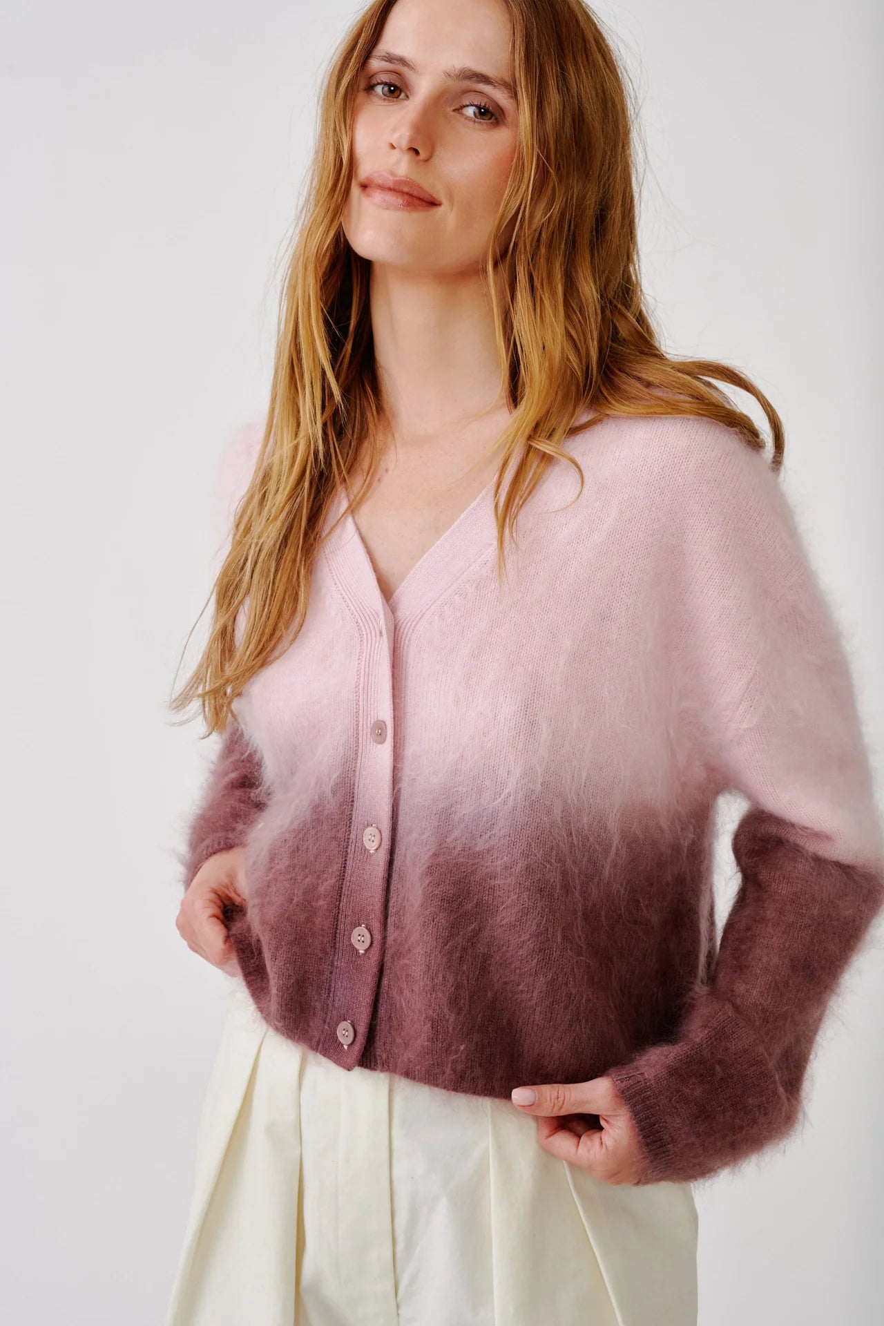 JOLIE CARDIGAN IN SOFT PINK OMBRÉ