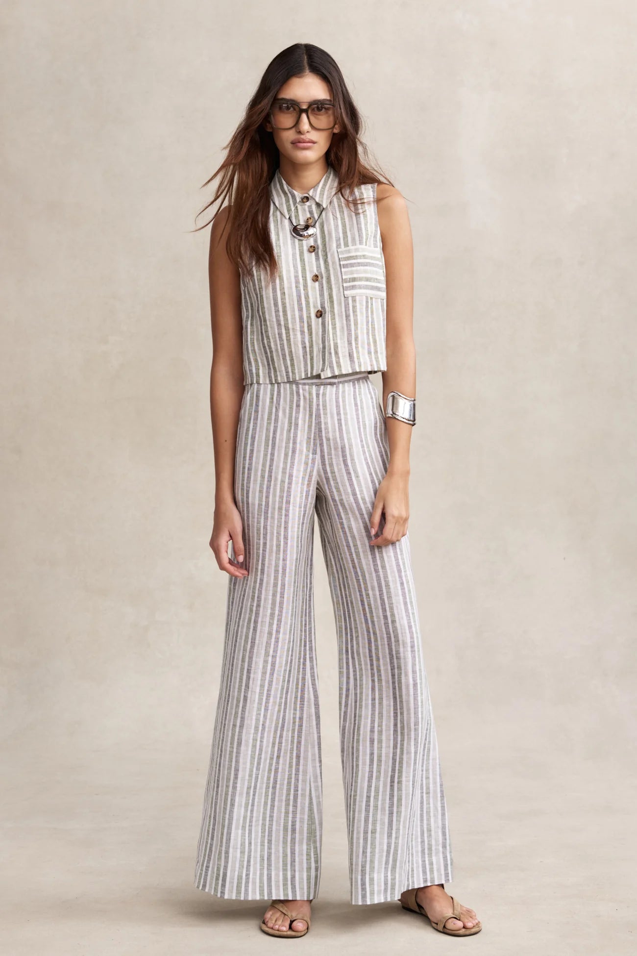 KATJA TOP IN SAGE STRIPE