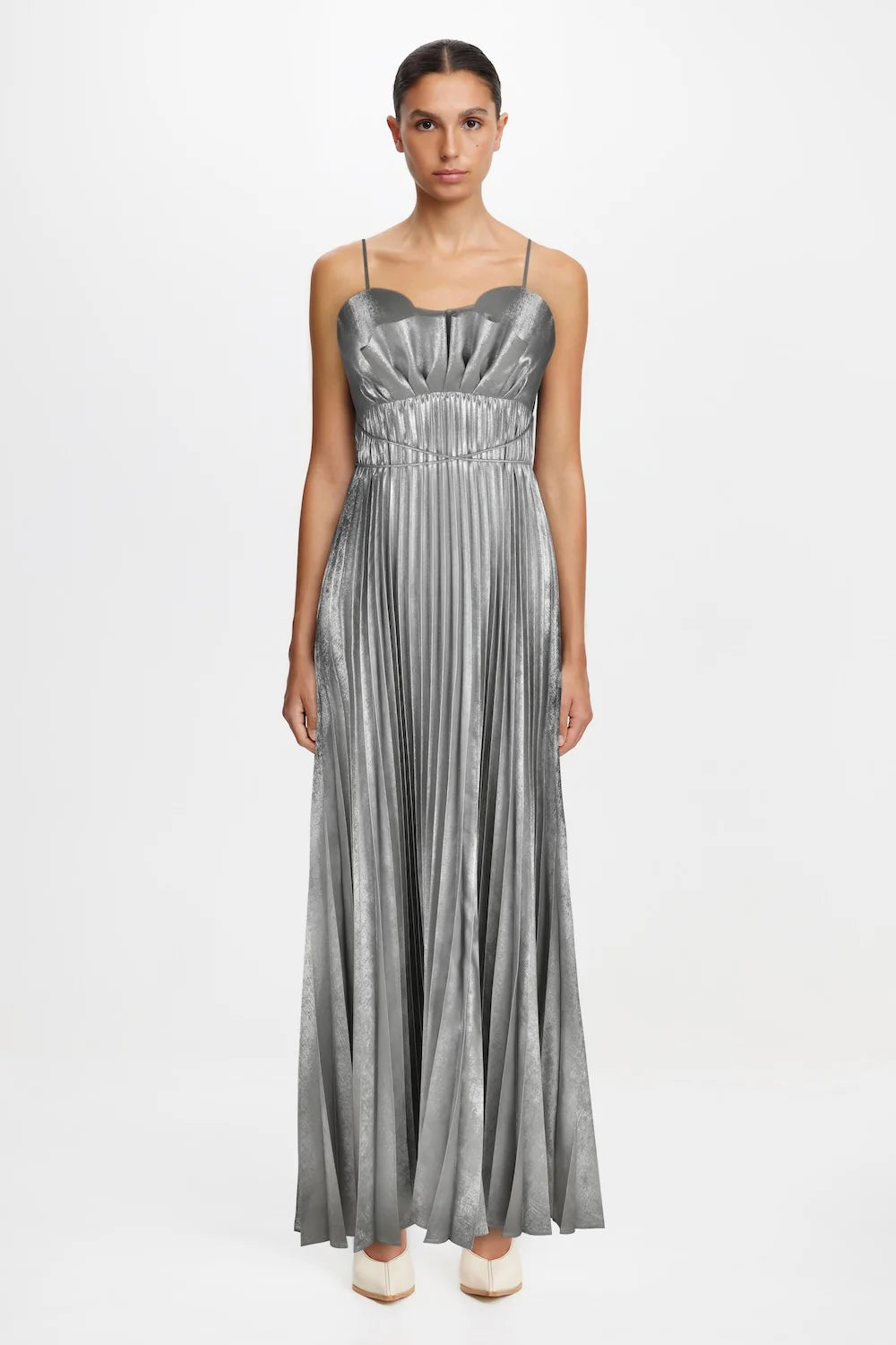 sachin and babi light blue dress Black Satin Spaghetti Straps Long Prom Dresses, MP859 main image 1