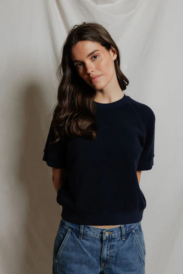 ZIGGY SHORT SLEEVE SWEATSHIRT IN NAVY
