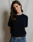 ZIGGY SHORT SLEEVE SWEATSHIRT IN NAVY