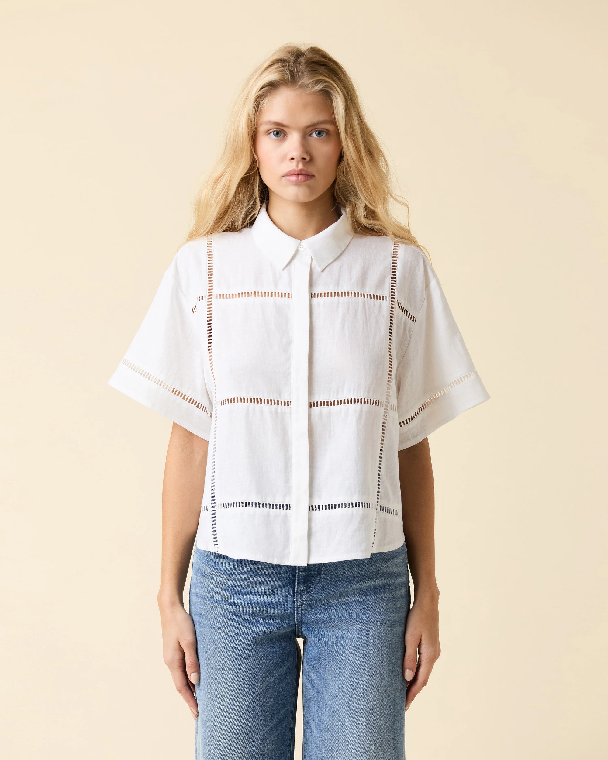 LINEN EYELET SHIRT
