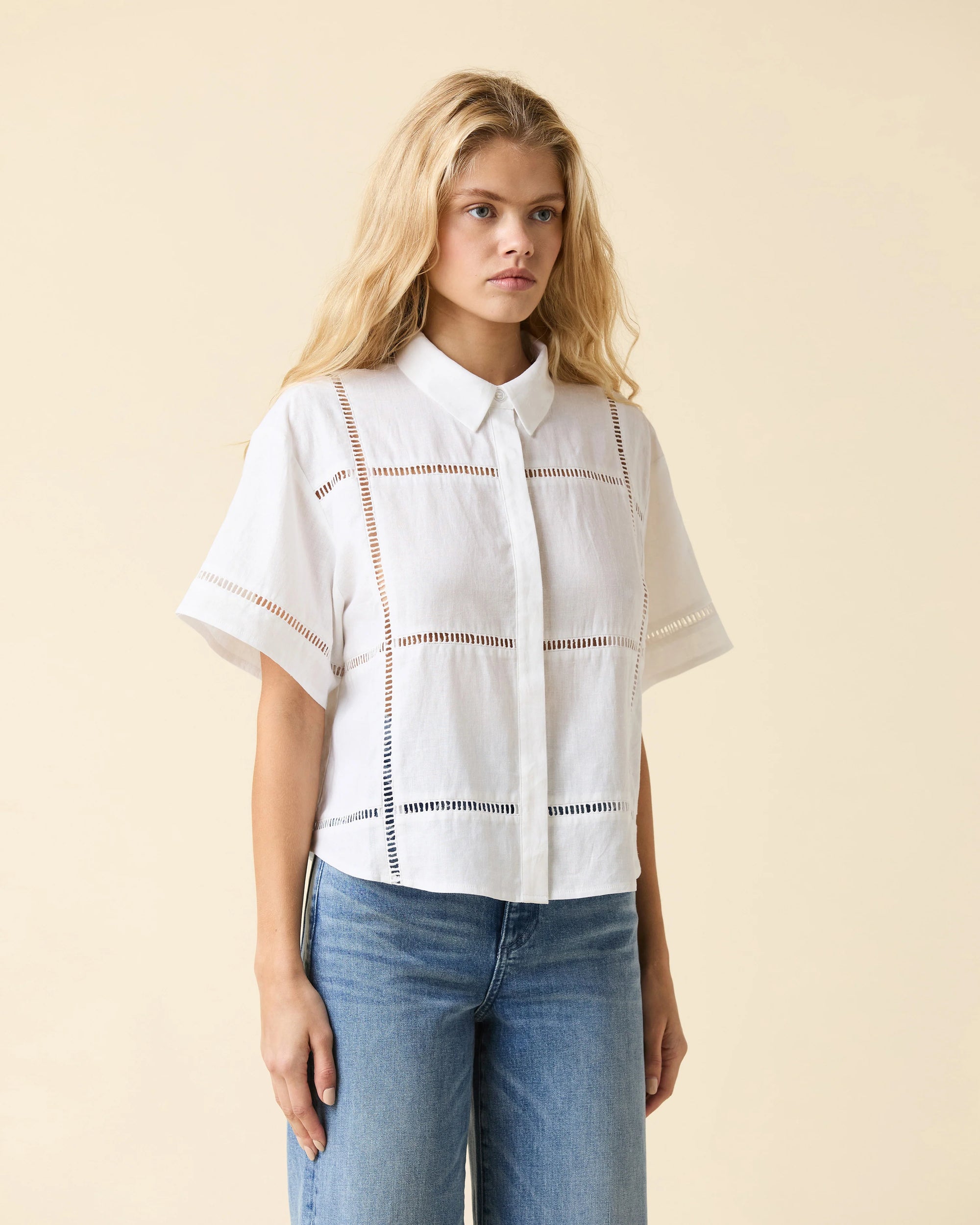 LINEN EYELET SHIRT