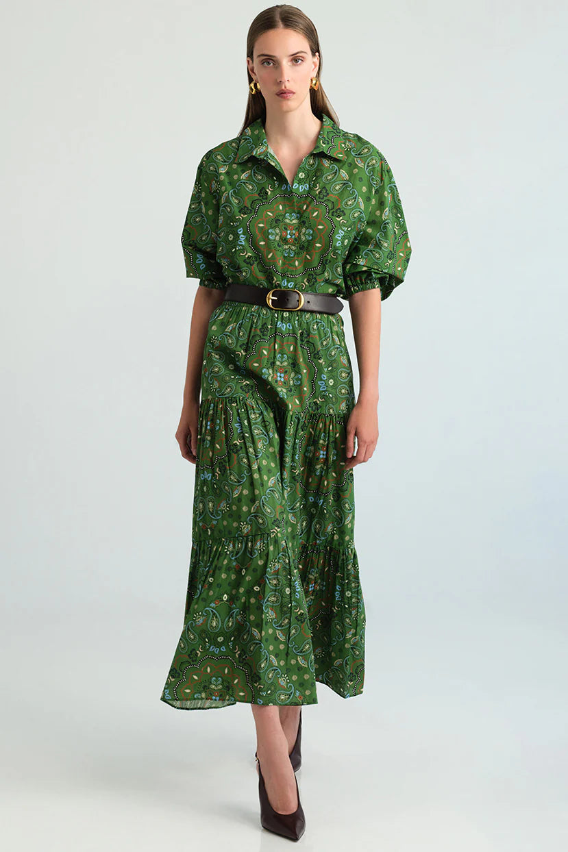 MELANIE SKIRT IN BANDANA GREEN