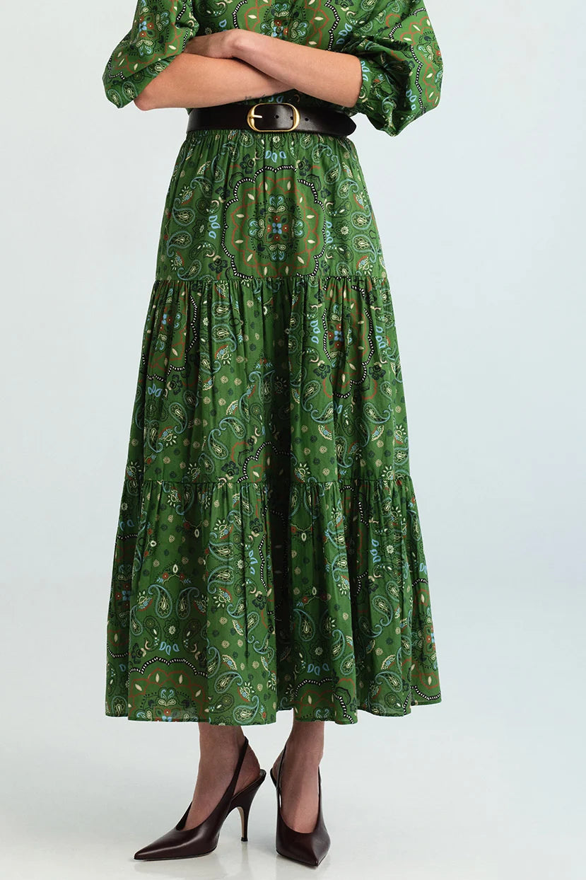 MELANIE SKIRT IN BANDANA GREEN