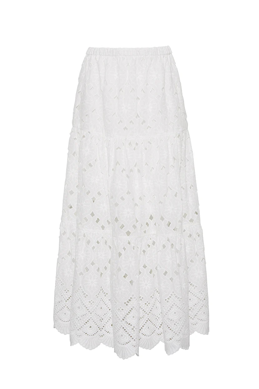 MELANIE SKIRT IN WHITE EYELET
