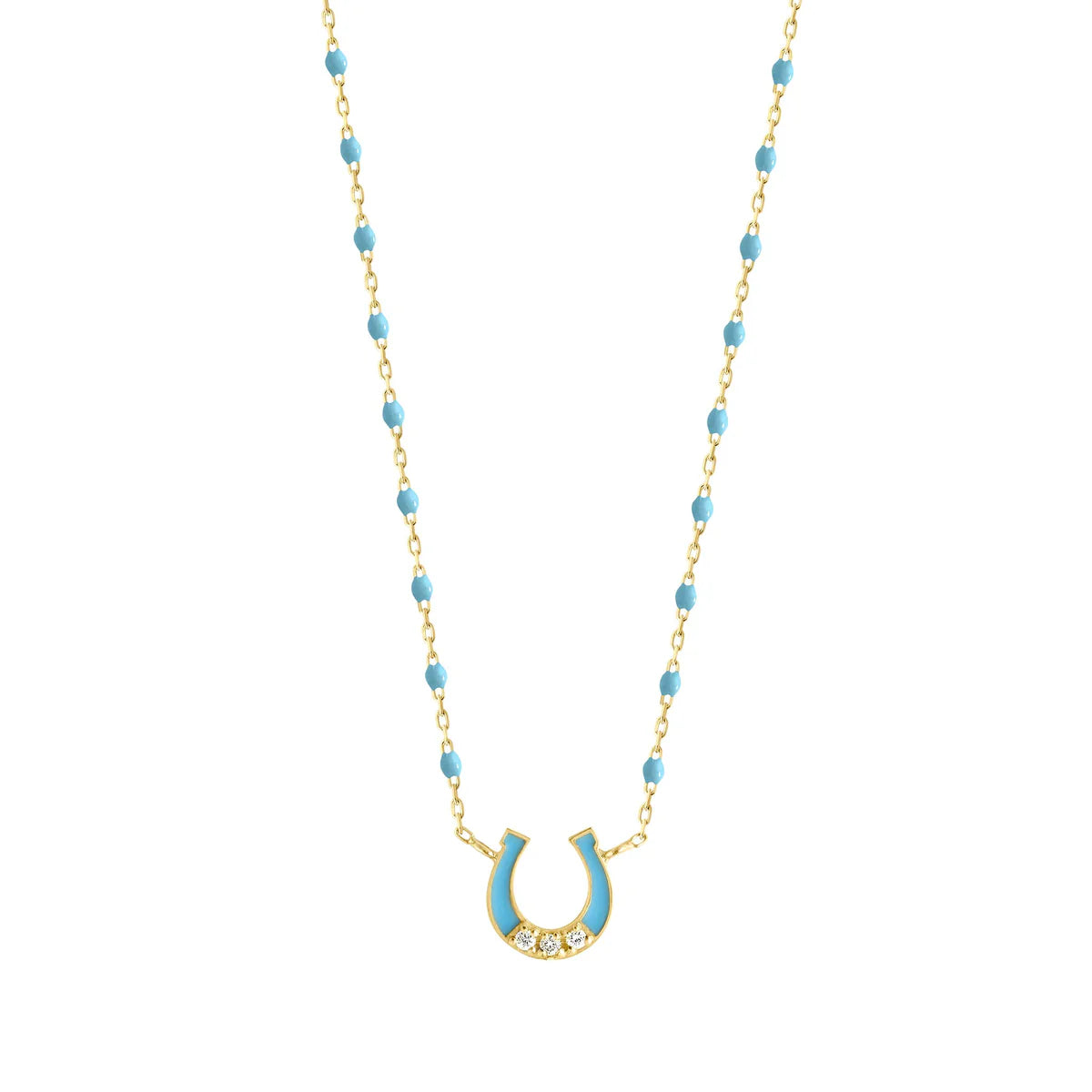 16.5" MINI DIAMOND HORSESHOE TURQUOISE NECKLACE