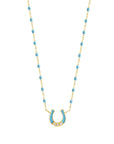 16.5" MINI DIAMOND HORSESHOE TURQUOISE NECKLACE